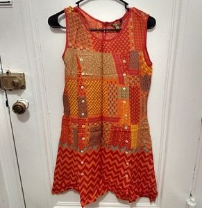 Breezy orange patchwork-style tunic